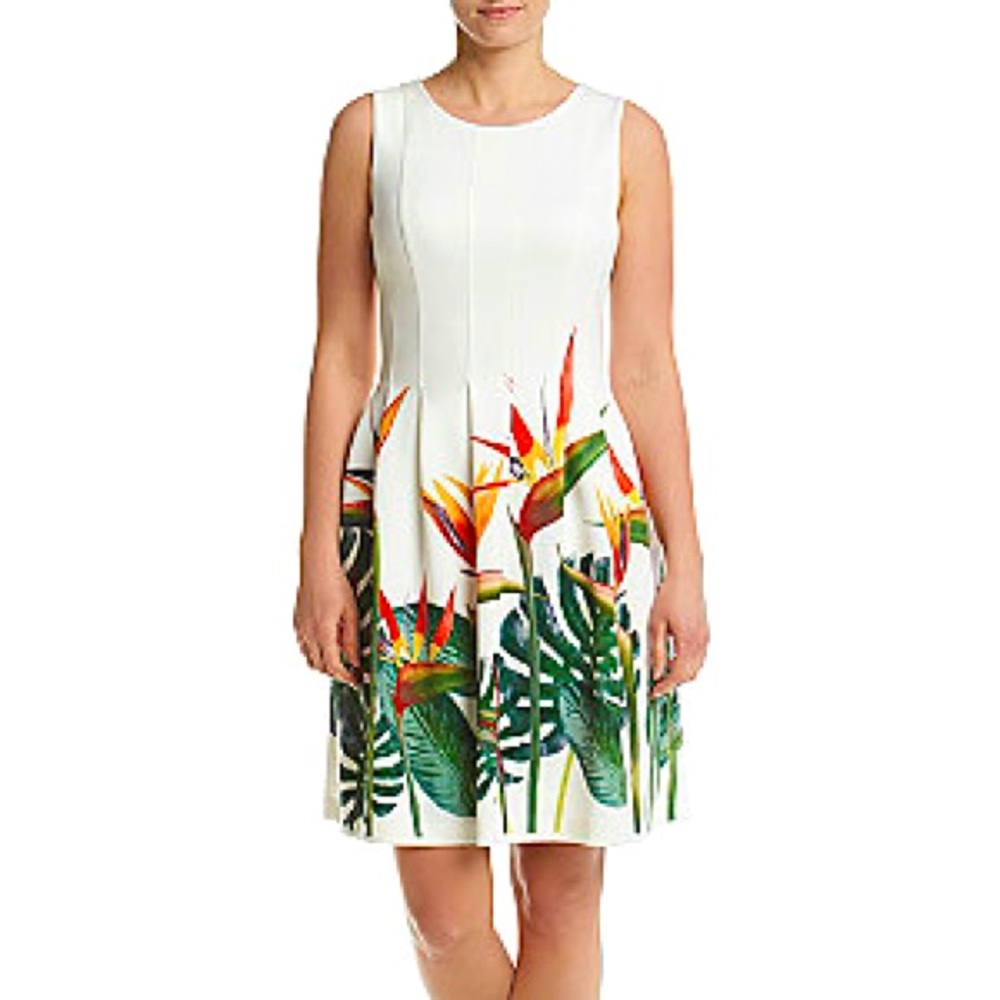 White Calvin Klein Fit And Flare Dress Womens Size 10